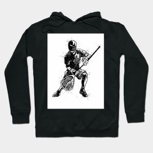 Boy Lacrosse Player Black and White Silhouette Hoodie